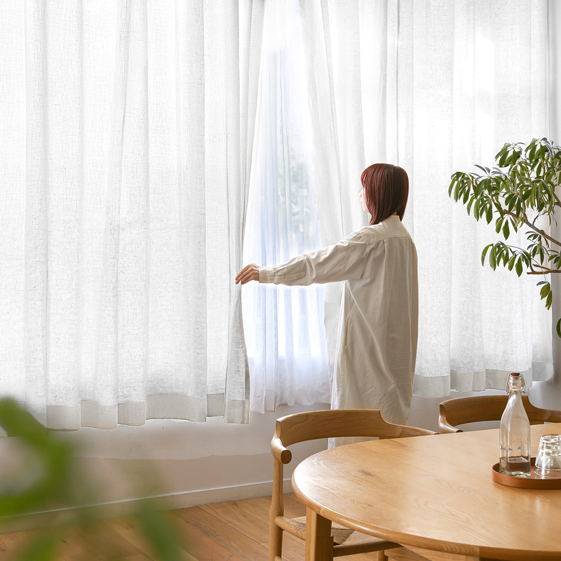 ドレープ カーテン Mar アイボリー ベージュ グレー ホワイト 幅101