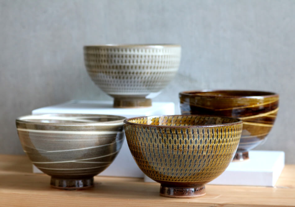 小石原焼 小石原焼き 茶碗 どんぶり 小丼 飛び鉋 藁刷毛文様やままる窯