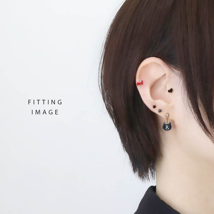 凛 RIN ボディピアス 14G 16G 軟骨ピアス ねこ ネコ イニシャル 片耳用