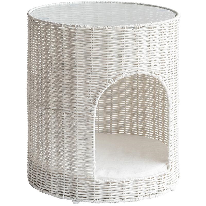 キャットハウス サイドテーブル ガラス天板 クッション付き 猫ちぐら