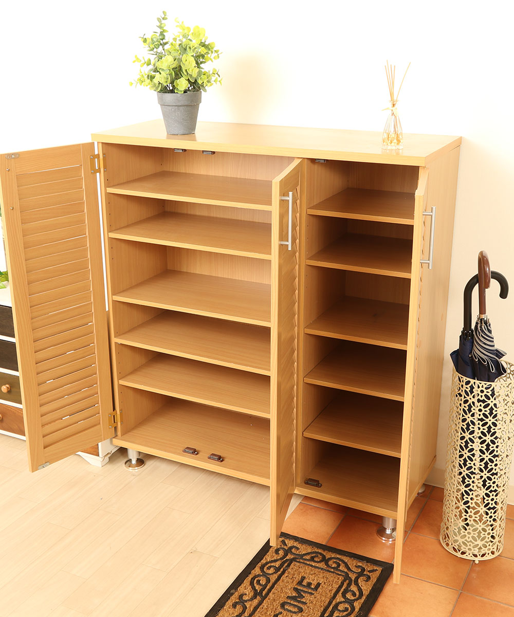 靴箱 シューズラック ルーバー シューズボックス ワイド 幅90.5cm