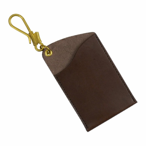 名入れ 刻印付き 真鍮フック レザー ヌメ革 ICカードケース パスケース