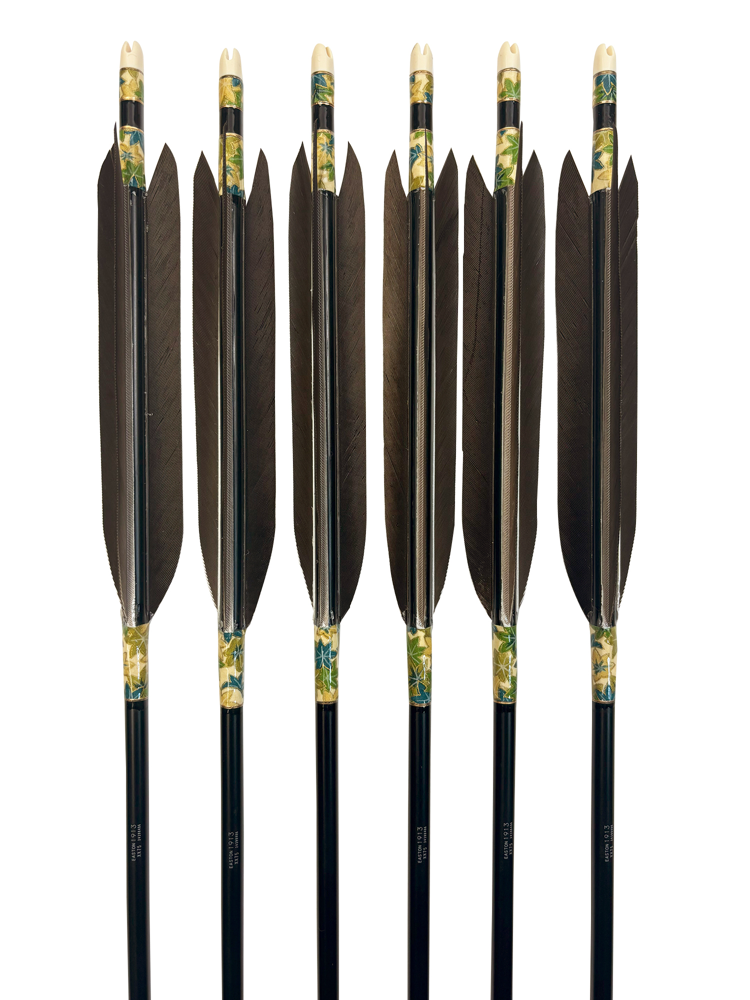1913シャフト 黒手羽 6種類 6本組 イーストン 黒 茶 シャフト 推奨弓力