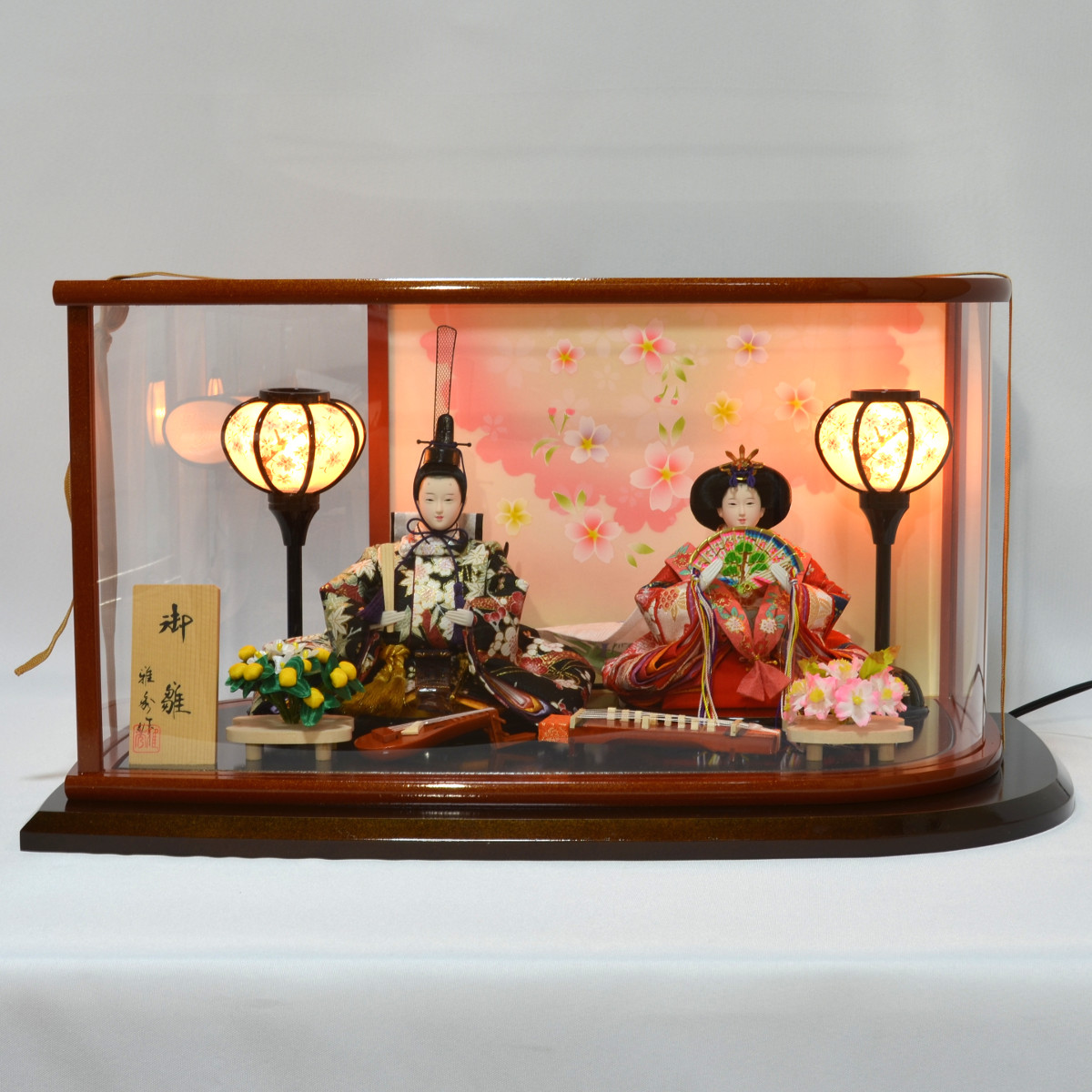 雛人形 ケース飾り 親王飾り リーフ型アクリルケース 芥子親王 : 人形