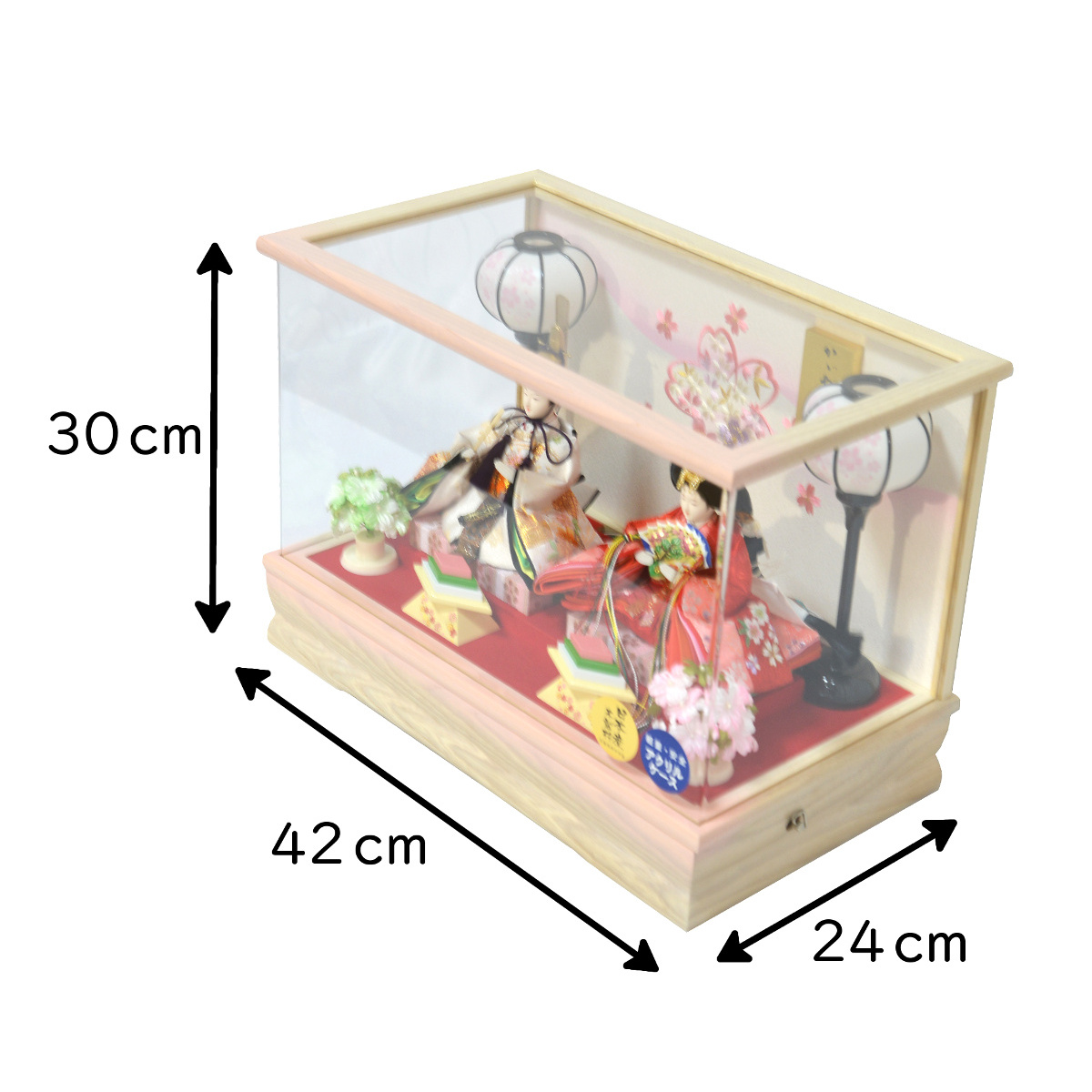 雛人形 ケース飾り 親王飾り 白木 アクリルケース 藤翁作 彩乃 豆親王