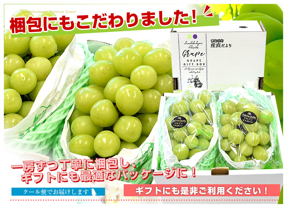 山梨県産 JAふえふき 大型シャインマスカット 約1.2キロ（2房）送料
