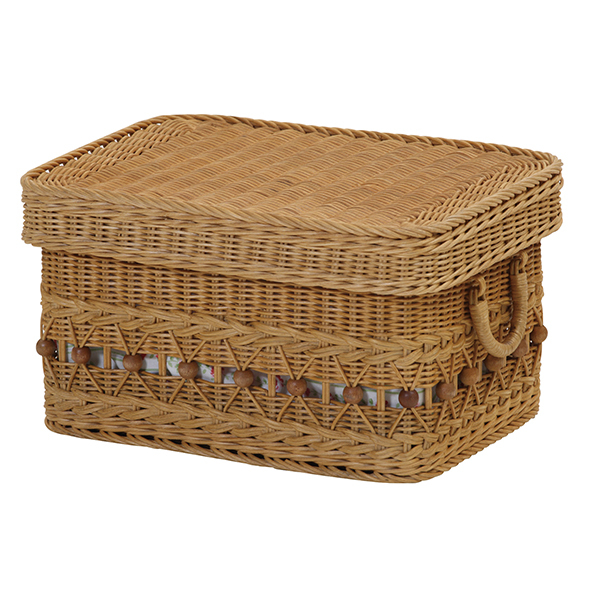 バスケット 収納 かご カゴ フタ付き 蓋付き スタッキング ラタン 籐