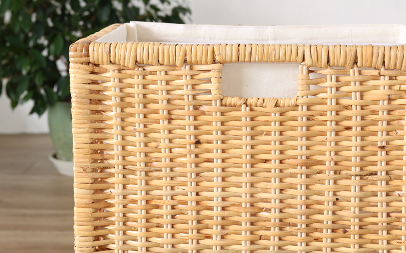 ラタン バスケット 3個 セット 収納 かご カゴ 籐 布張り おしゃれ