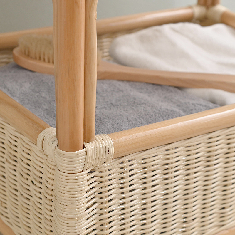 ラタン ランドリー 2段 バスケット 脱衣所 洗濯カゴ 籐 おしゃれ