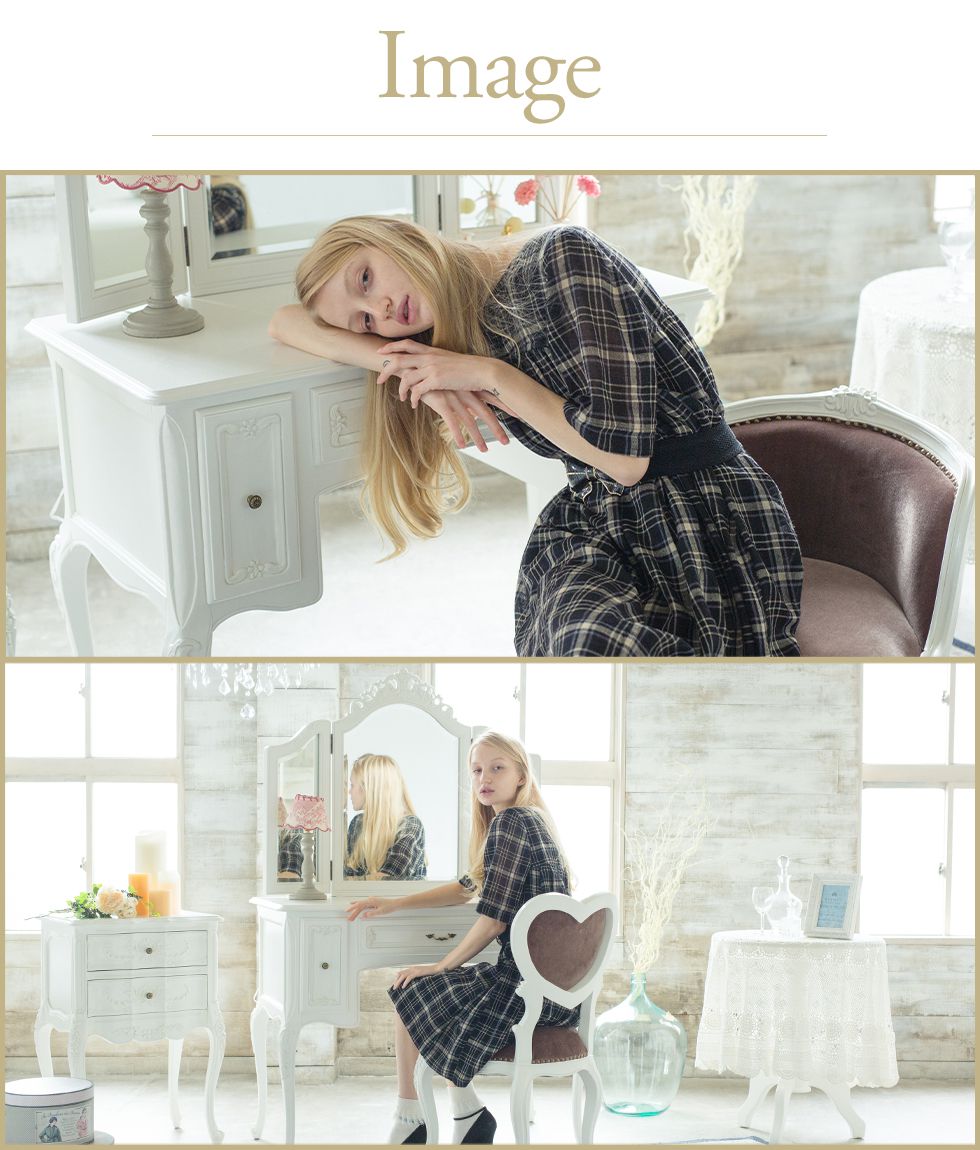 3面鏡 ドレッサー アンティーク ロココ 姫 猫脚 化粧台 ロマンチック