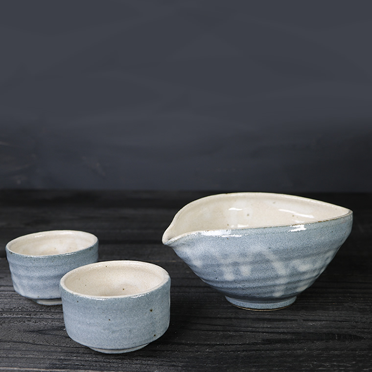 信楽焼 酒器セット ぐい呑み2客セット 片口 冷酒器 酒器揃え 還暦祝い