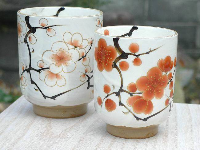 京焼 清水焼 紅白梅夫婦湯飲み 陶あん : 松韻堂 Yahoo!店 - 通販