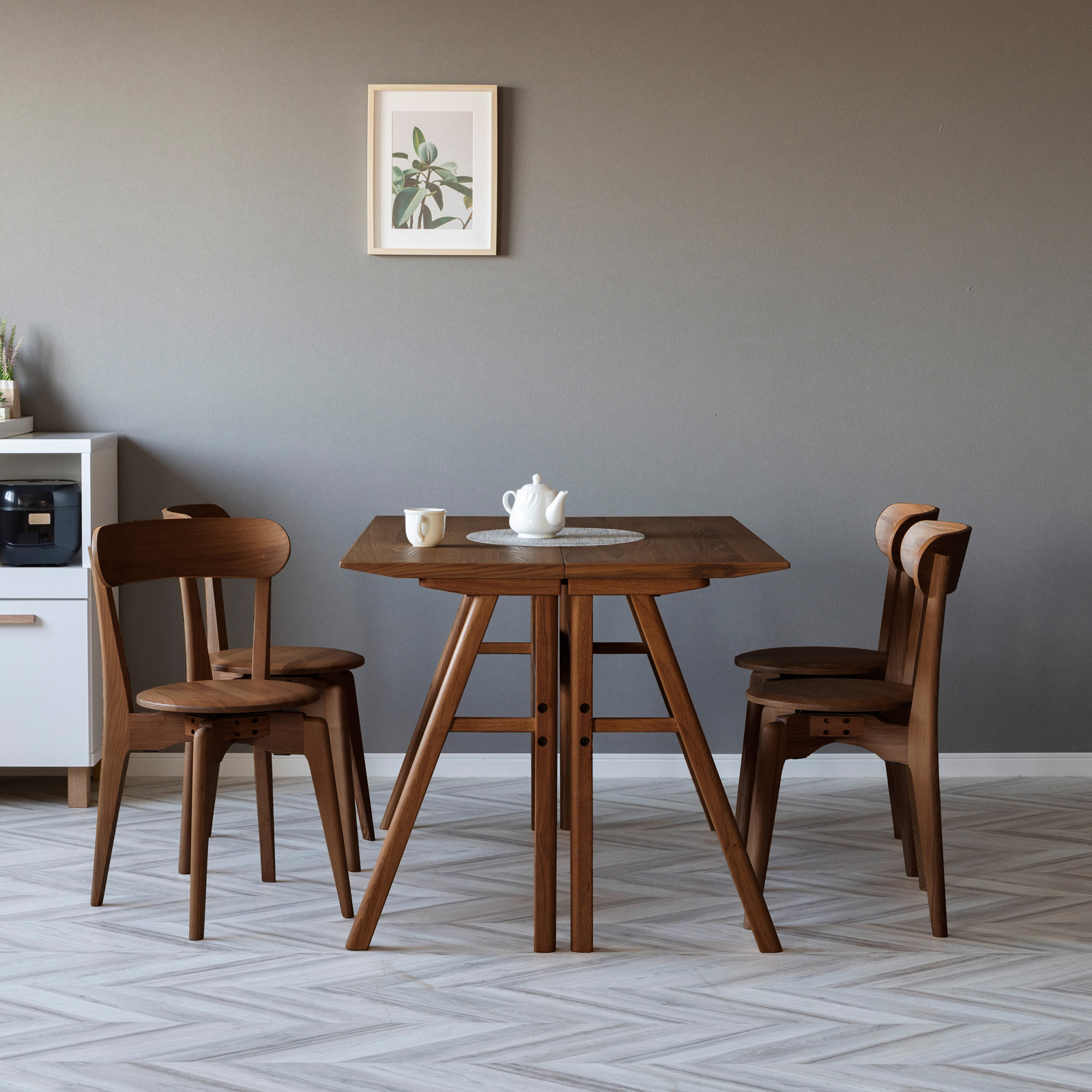 シギヤマ家具工業 ダイニングテーブルセット 4人掛け 北欧 回転椅子