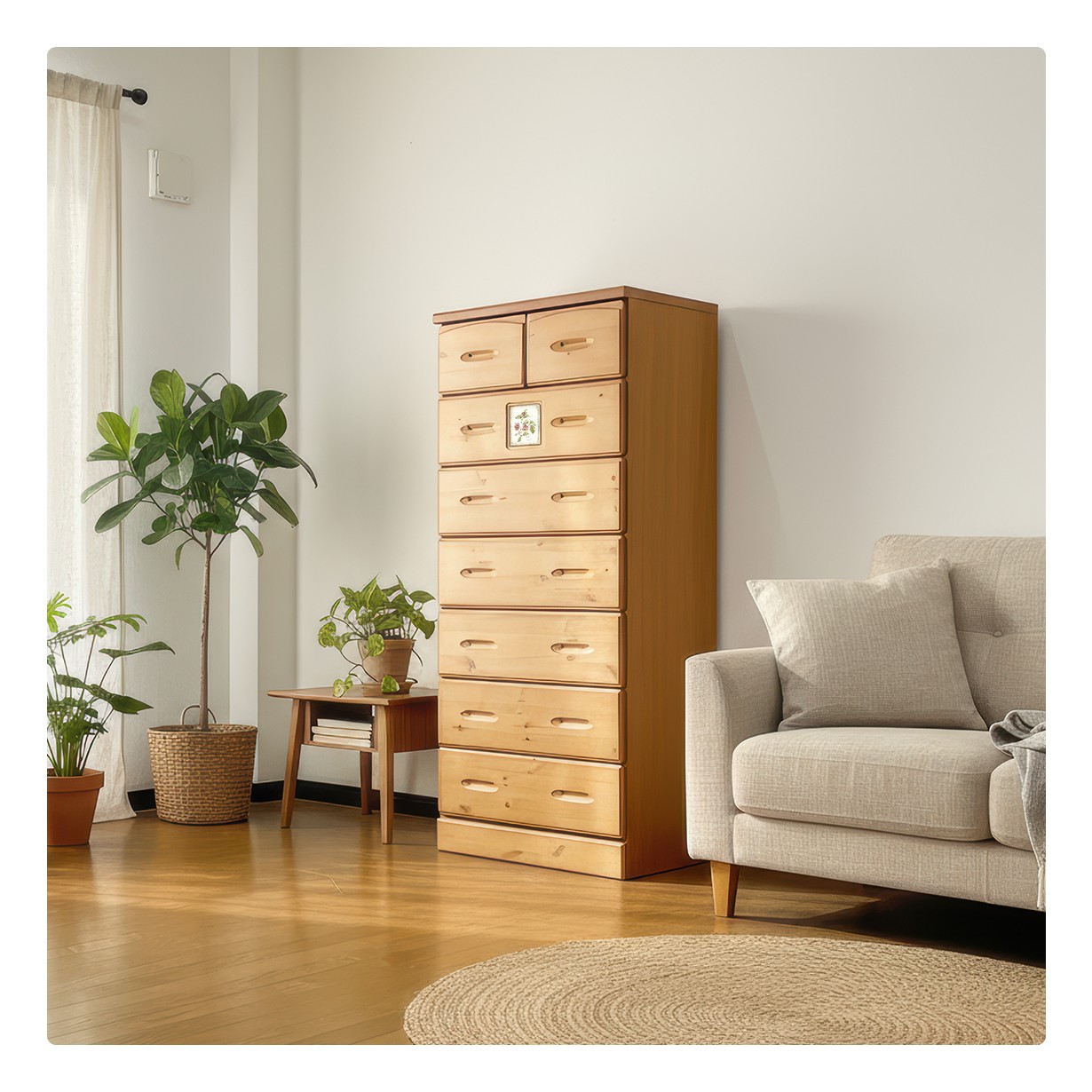 チェスト 7段 幅60 完成品 日本製 天然木 パイン材 スリム 大容量 衣類