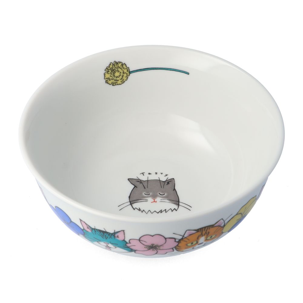 九谷焼 ネコ・ジェラシー 中鉢 / KUTANI SEAL ｜専用パッケージ 13.5cm