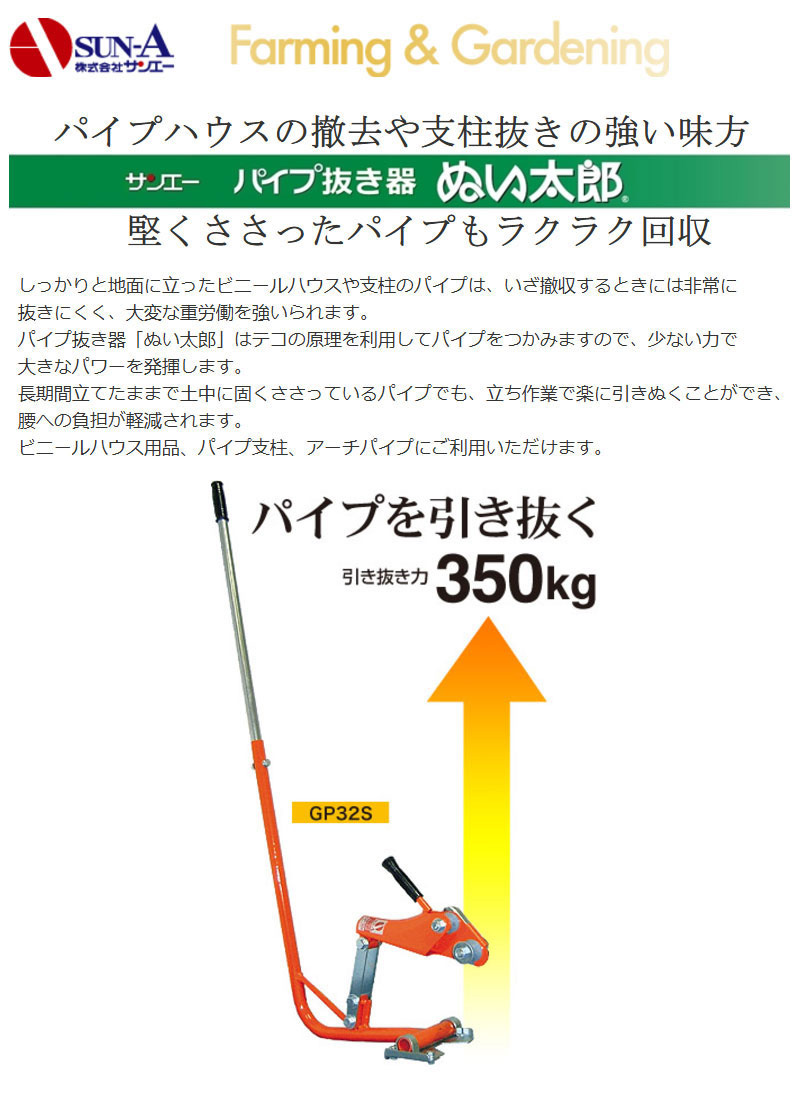 P5倍）（クーポンで1000円OFF）サンエー パイプ抜き器 ぬい太郎 GP-32S