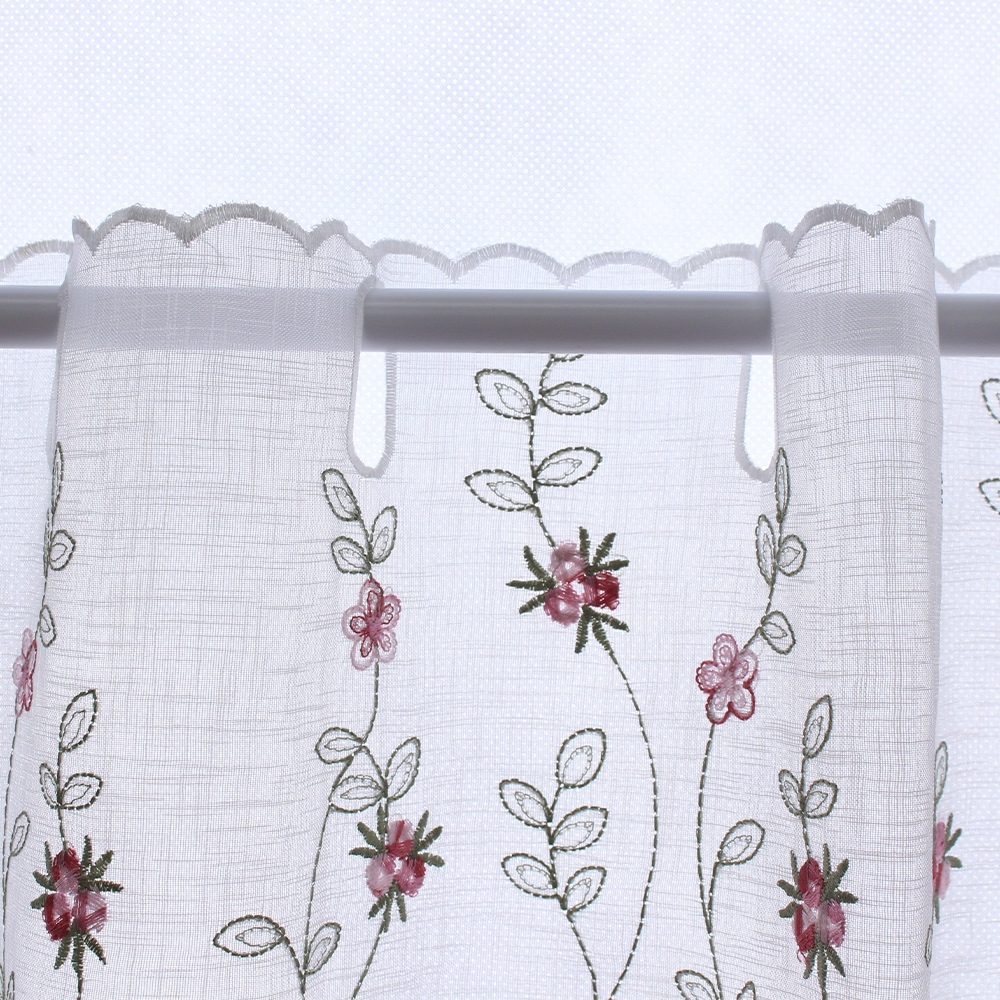 繊細な刺繍 花柄 カフェカーテン 幅100〜300cmまで 丈90cm fl1652 幅