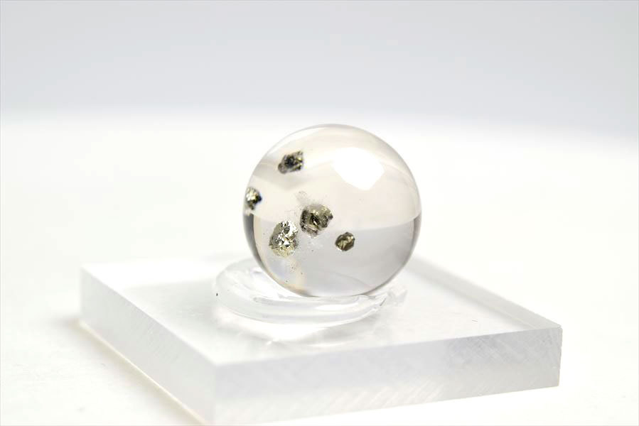 パイライトインクォーツ (約14.5mm珠) AAAA 黄鉄鉱入り水晶 丸玉