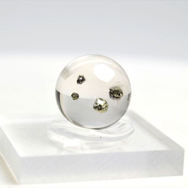 パイライトインクォーツ (約14.5mm珠) AAAA 黄鉄鉱入り水晶 丸玉