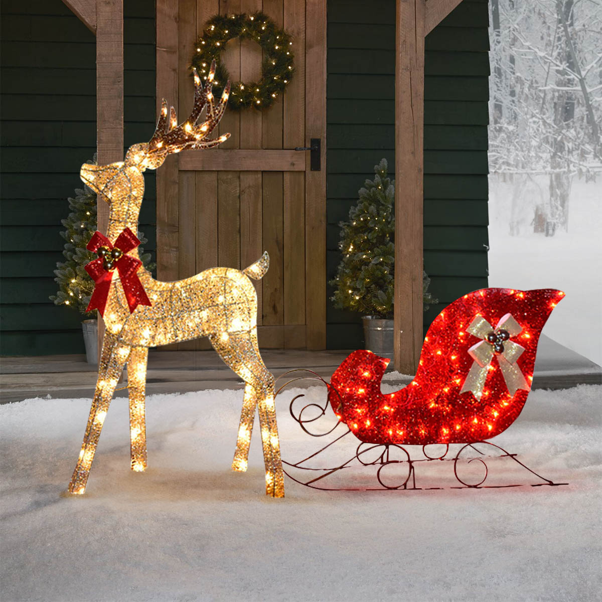 VeroMan 目立つ クリスマス イルミネーション トナカイ ソリ LED