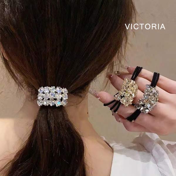 高見え】ヘアゴム ビジュー キラキラ ストーン 大人っぽい ヘア