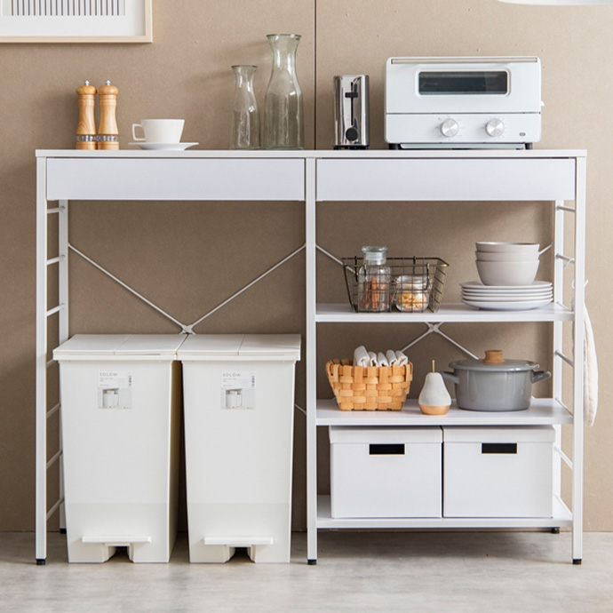 レンジ台 ゴミ箱上ラック レンジラック 幅120cm キャスター付き