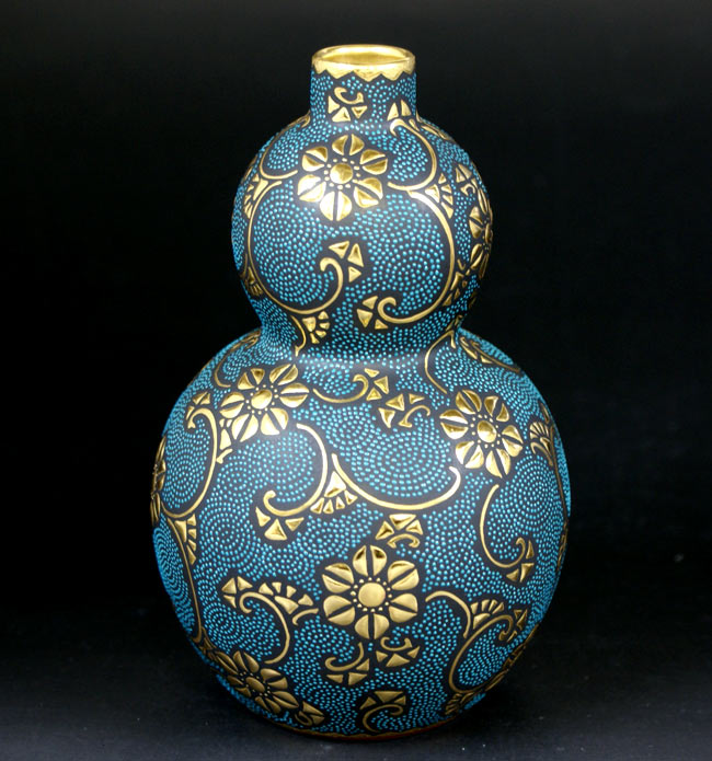 九谷焼 仲田錦玉 九谷焼徳利 青粒唐草文（内金彩） : 和座倶楽部