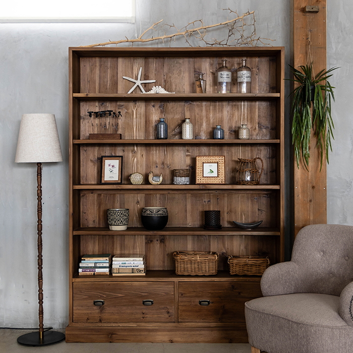 英国アンティーク木製ブックシェルフ/本棚/食器棚/飾り棚/ラック(88-81