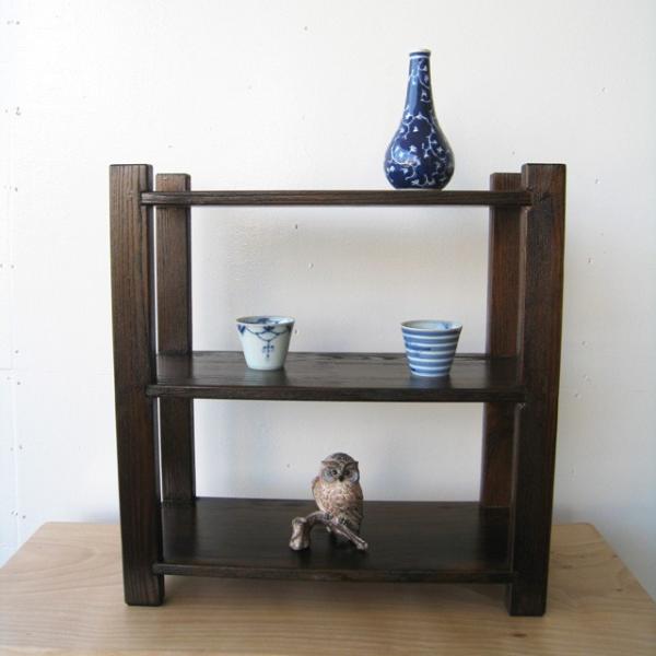 飾り棚 三段シェルフ オープンラック アジアン 和モダン ラック