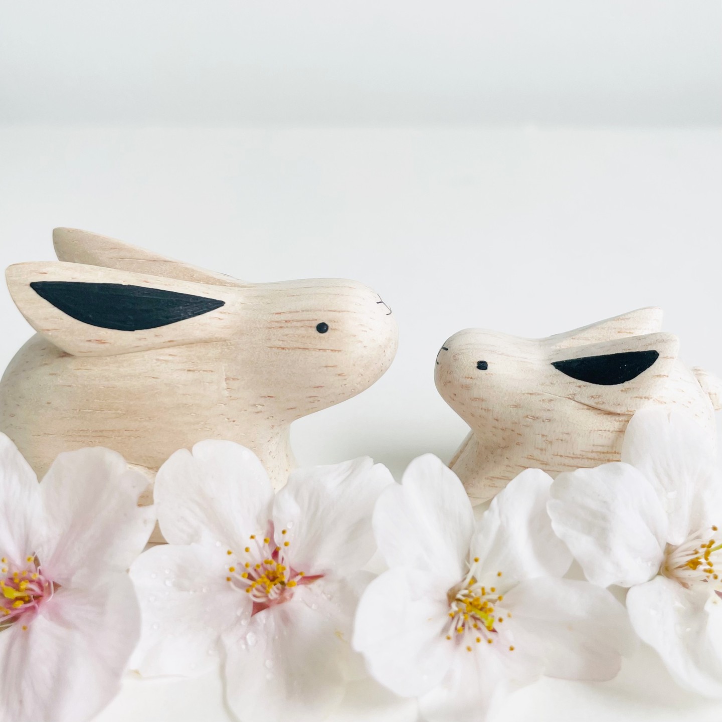 親子 うさぎ ウサギ ラビット rabbit インテリア 置物 木彫り 木製