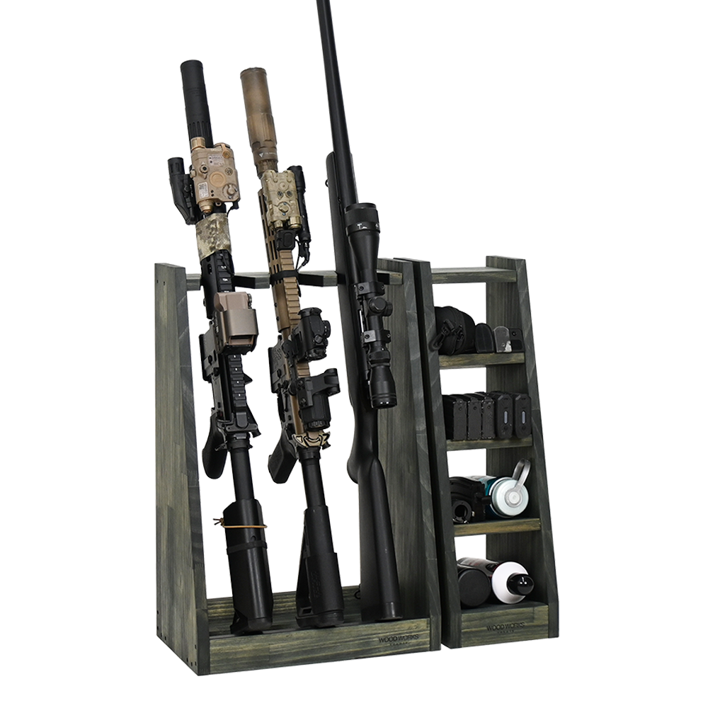 WOODWORKS ガンラック 3丁掛 + マガジンラック お得な2点セット 木製