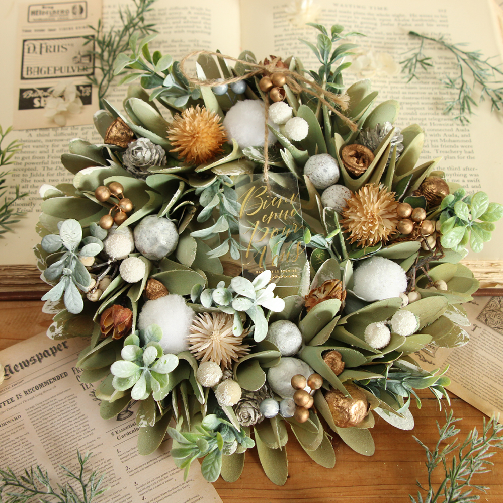 クリスマス リース 即日出荷 ドライ木の実のクリスマスリースM 玄関