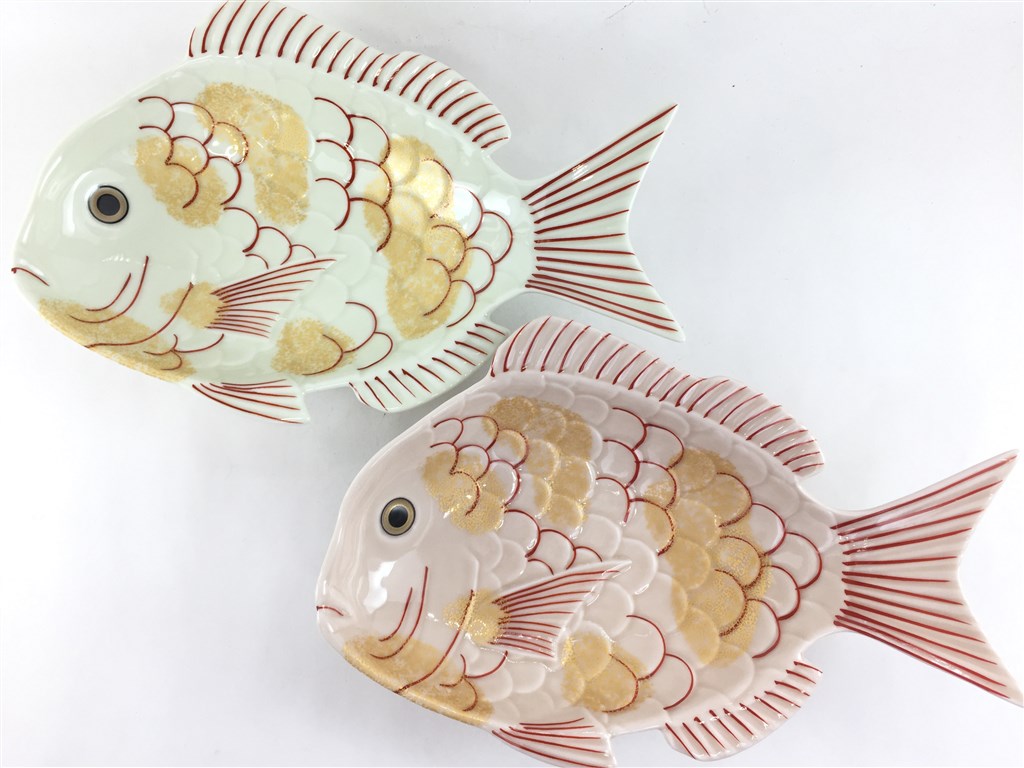 有田焼 幸楽窯 210鯛鉢. 錦金叩(白) / 錦薄桜釉金叩(ピンク)【中鉢 皿