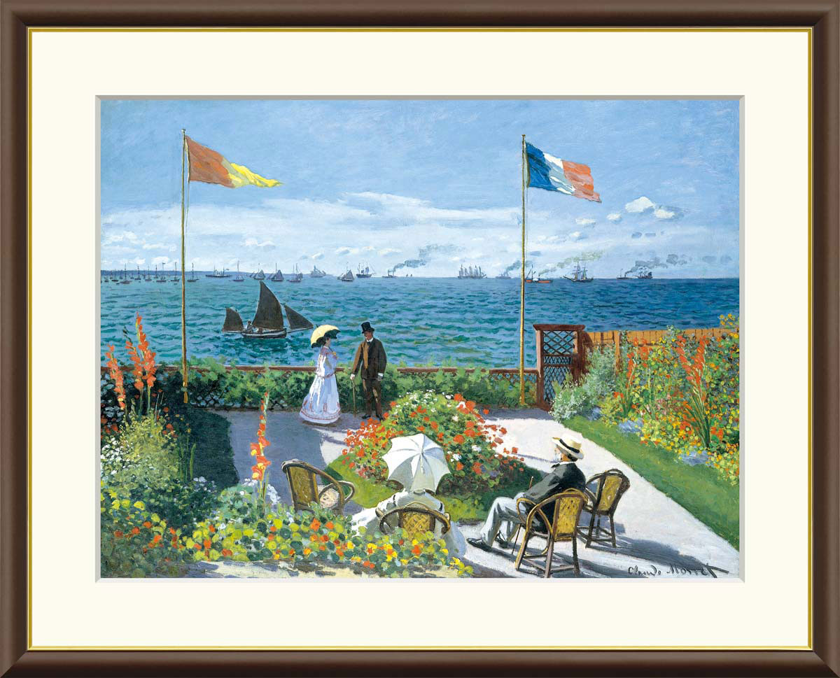 モネ 睡蓮の池と日本の橋 （F4サイズ）（紐・フック付） 約横42×縦34cm