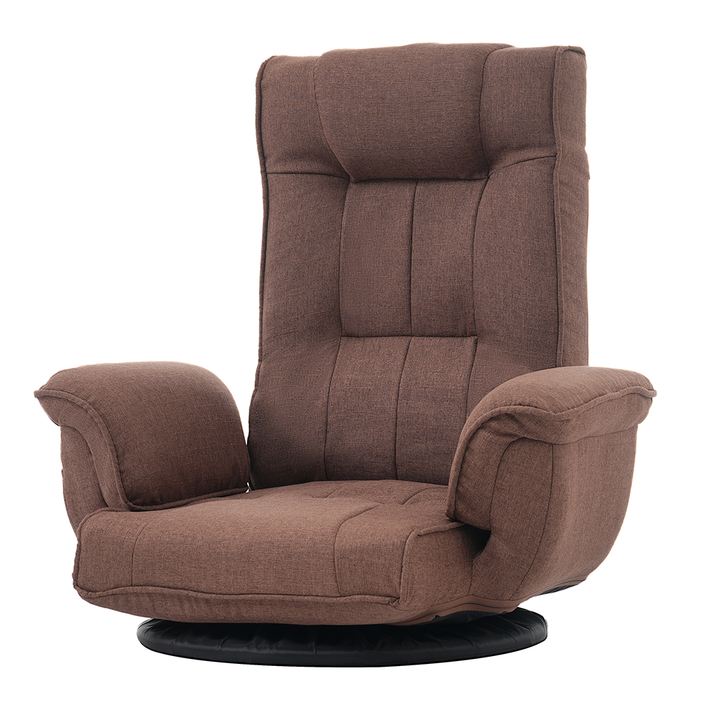 座椅子 回転式 肘掛け ハイバック 座いす リクライニング 14段階 1人