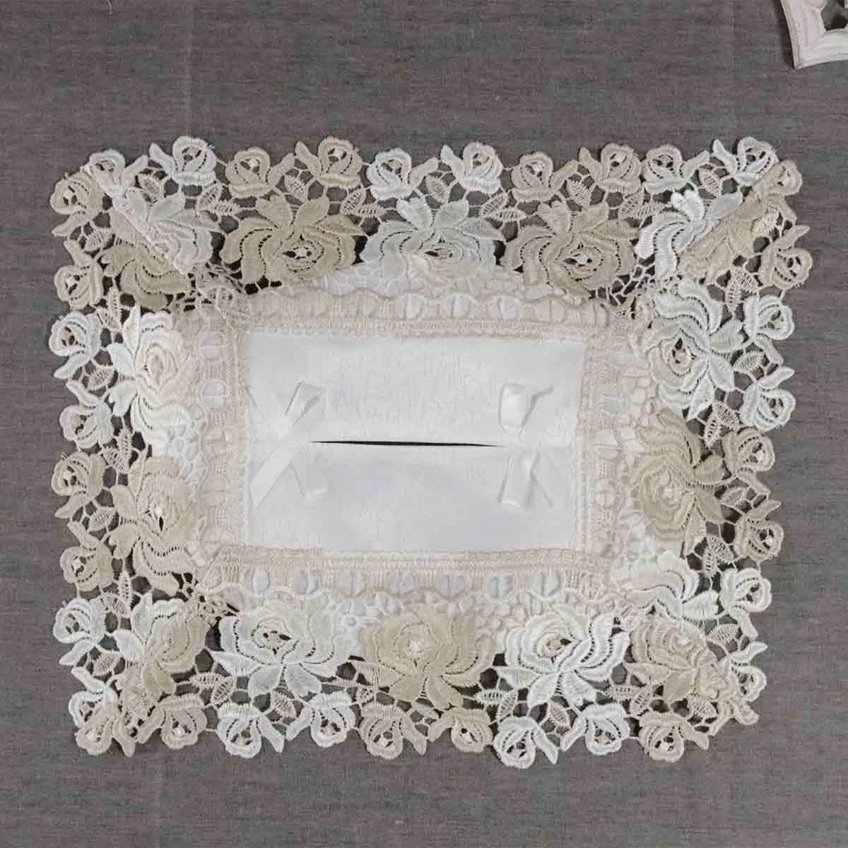 ティッシュケース レース おしゃれ イングリッシュレース 77591 刺繍