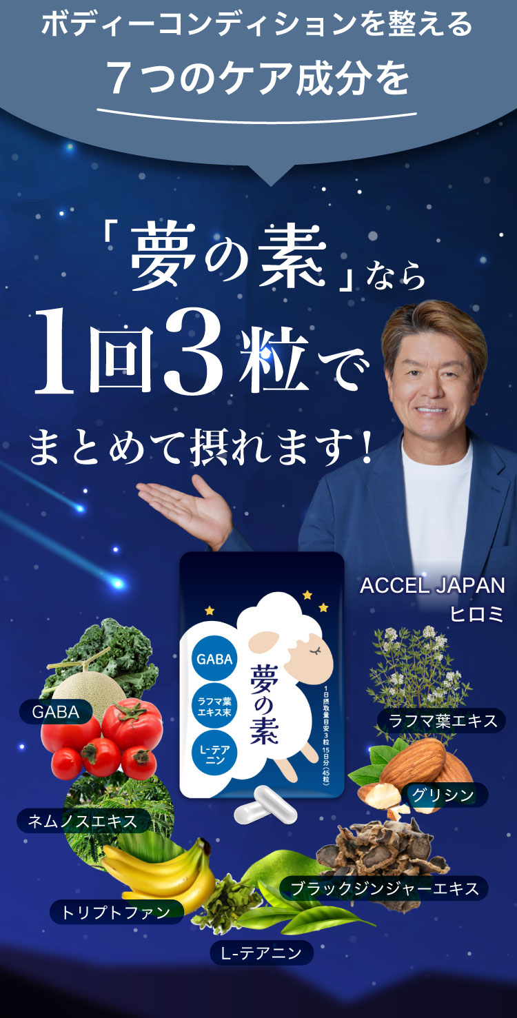 3袋セット 夢の素 解消 寝不足 睡眠 不眠 スッキリ 快眠 GABA ラフマ