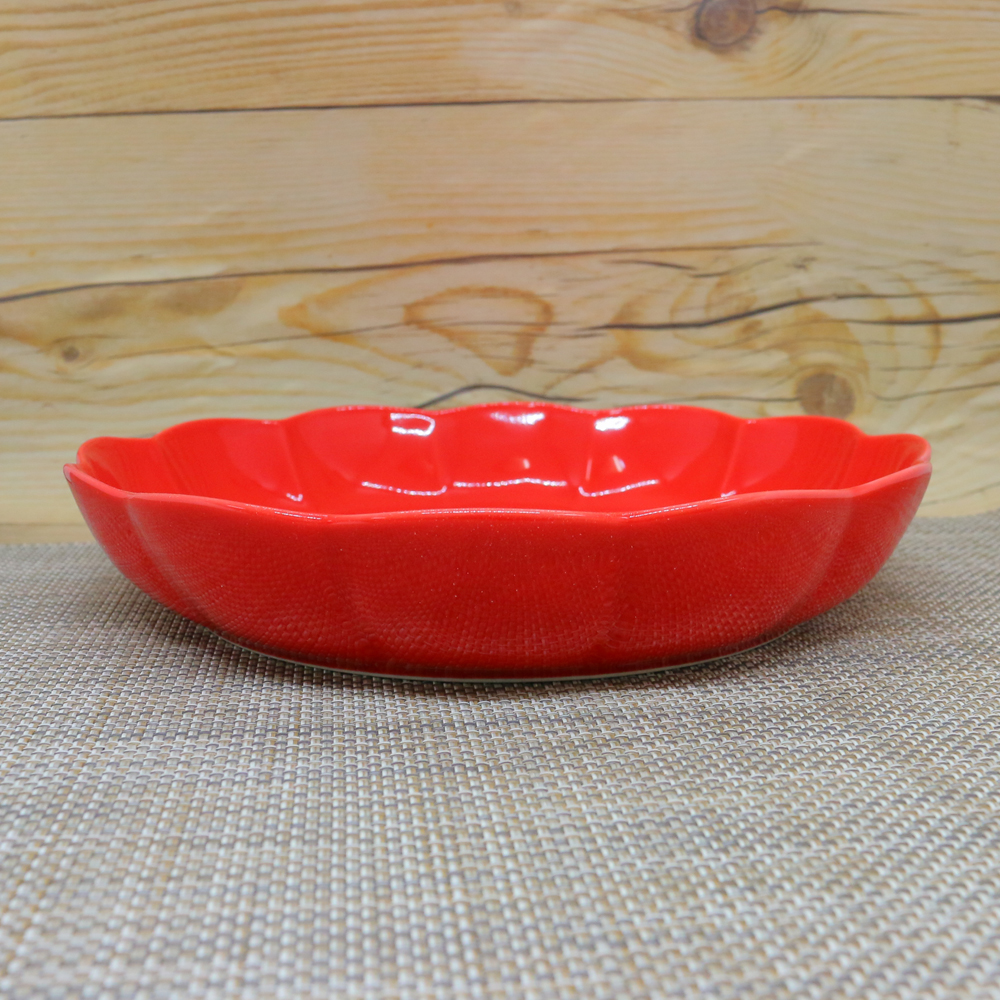 皿 有田焼 菊割浅鉢（レッド） 浅鉢 大皿 盛り鉢 赤色 煮物 パスタ