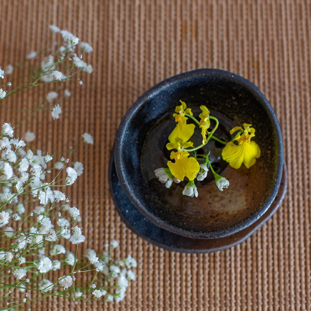 黒備前 花器セット 小サイズ 備前焼 黒 陶器 花器 花いけ 花生け 花瓶