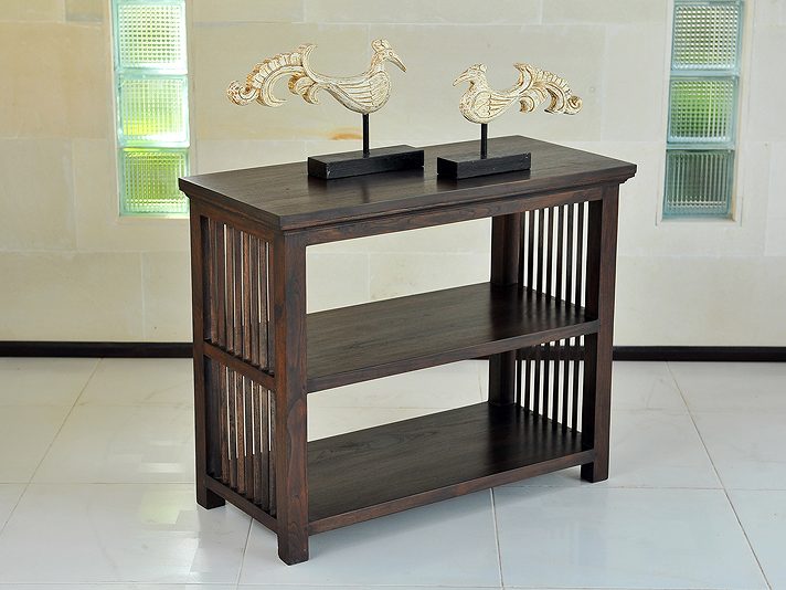 オープンシェルフ 3段 アジアン家具 チーク無垢材 おしゃれ 幅86 木製