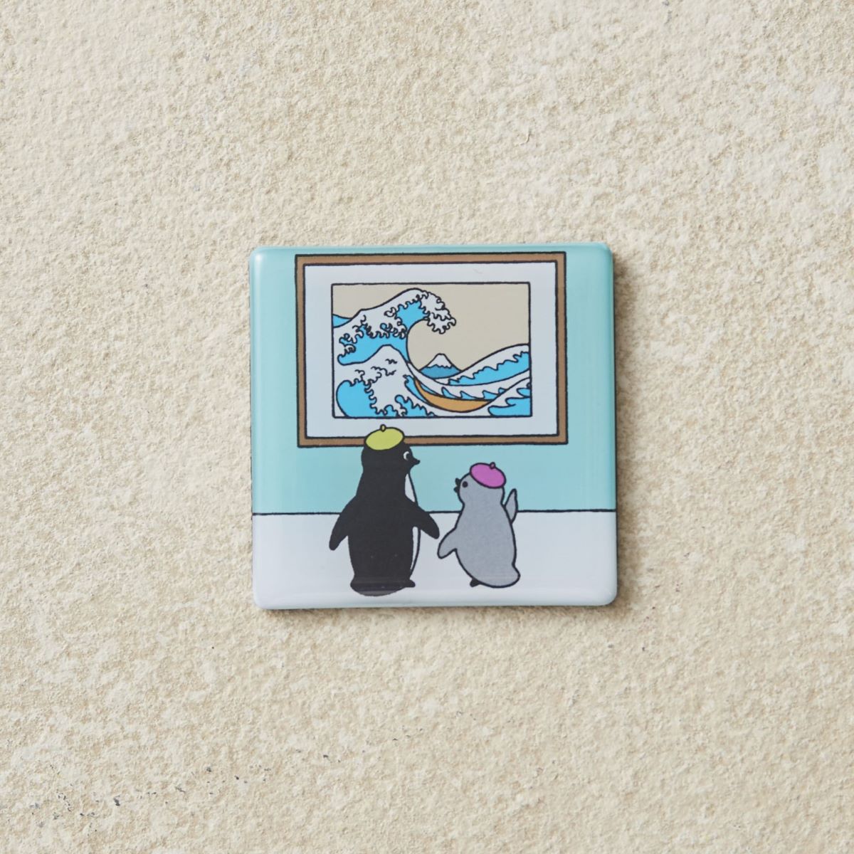 販売終了】Suicaのペンギン スクエアマグネット（北斎）:オレンジ