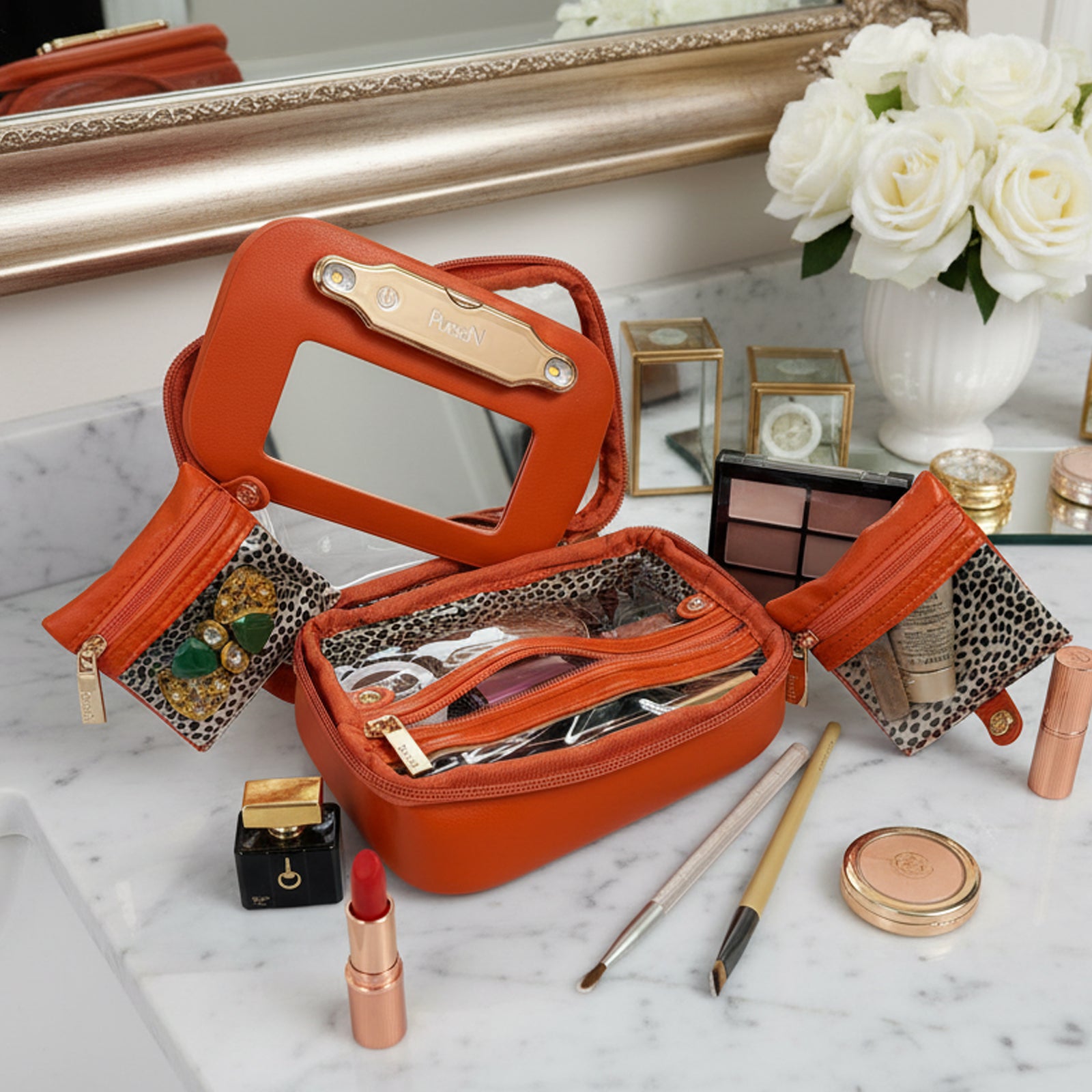 LITTMINI Lighted Mirror Case in Orange – PurseN