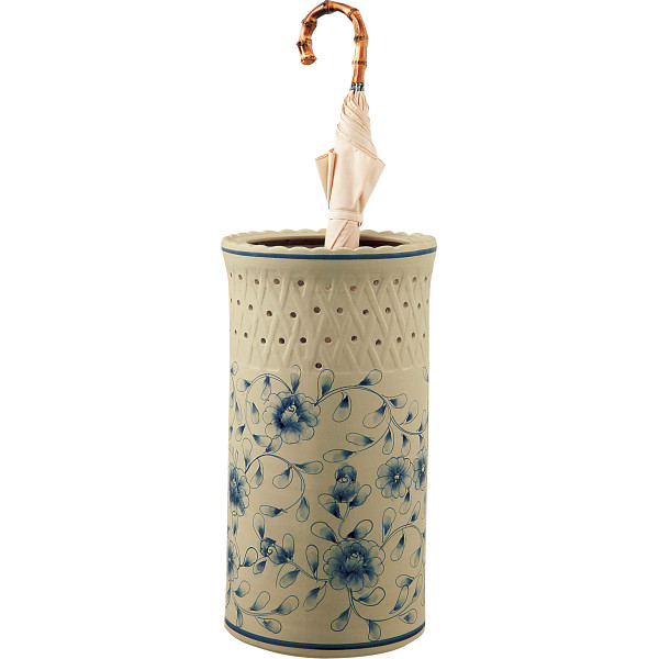 陶器傘立てヴィンテージハンドペイント明るい花柄イタリア