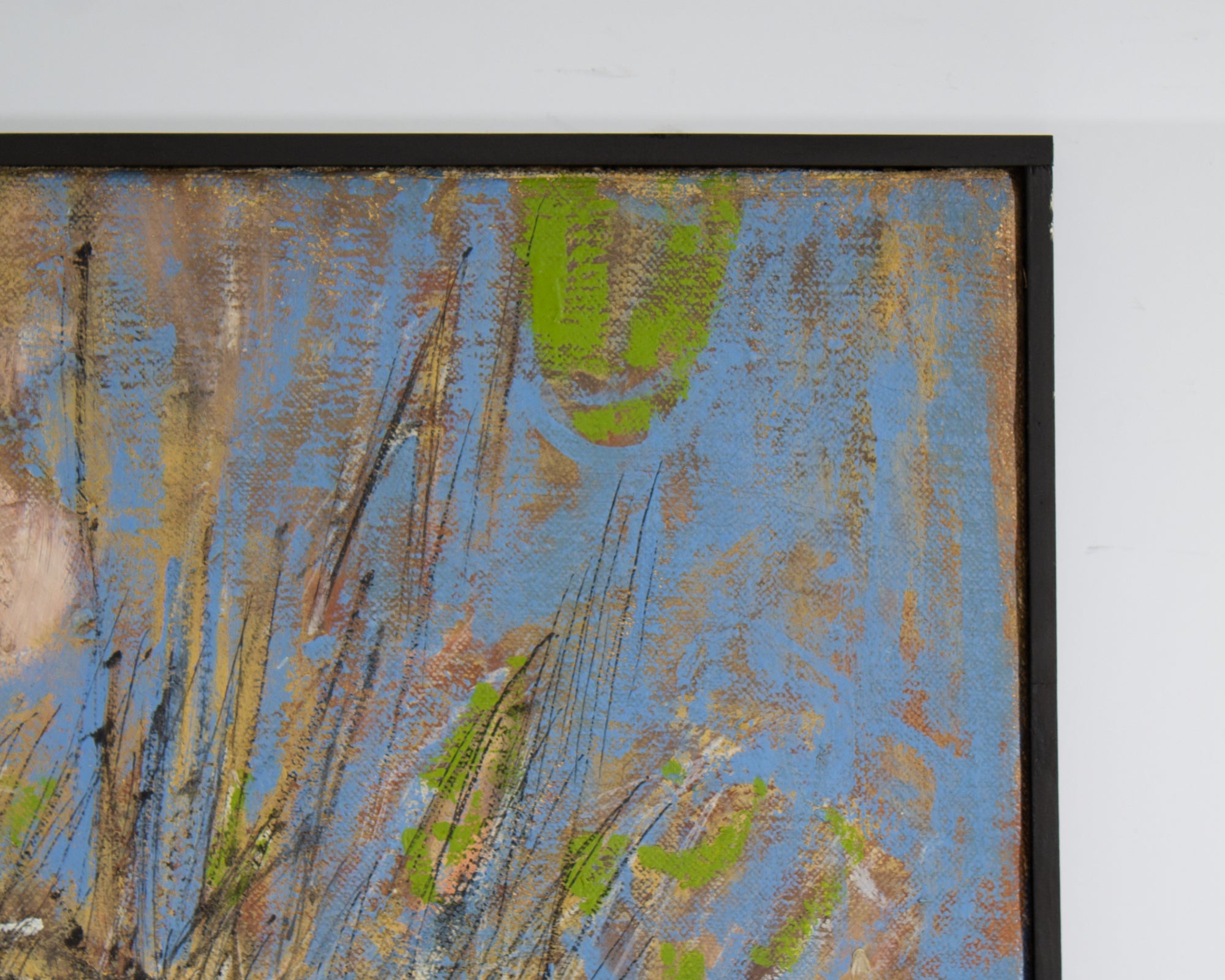 Stephen Magada Signed 1960 “Encounter” Abstract Oil on Canvas