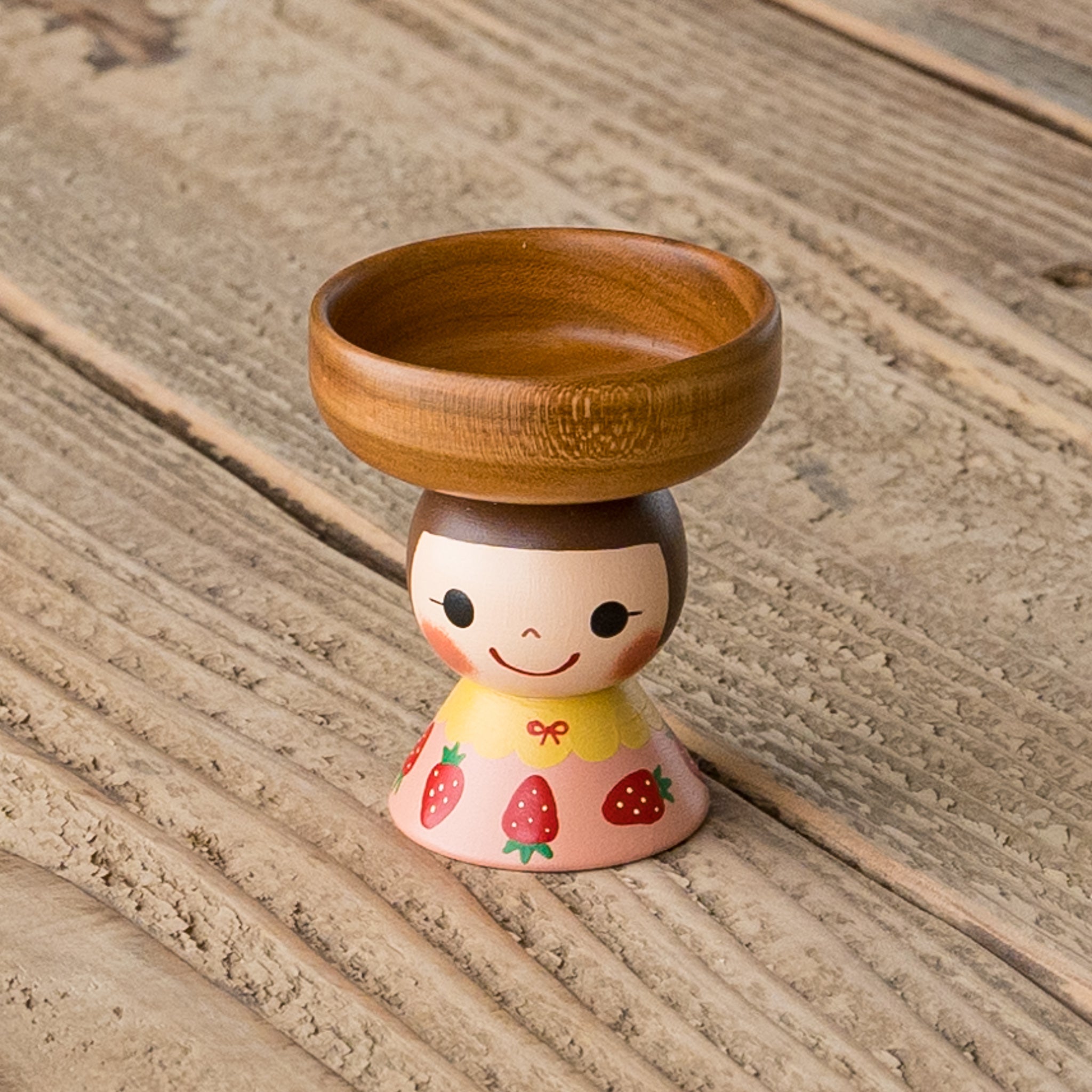 木絵雑貨 まめ皿子 いちご ピンク｜作家もののうつわ通販 四季折折