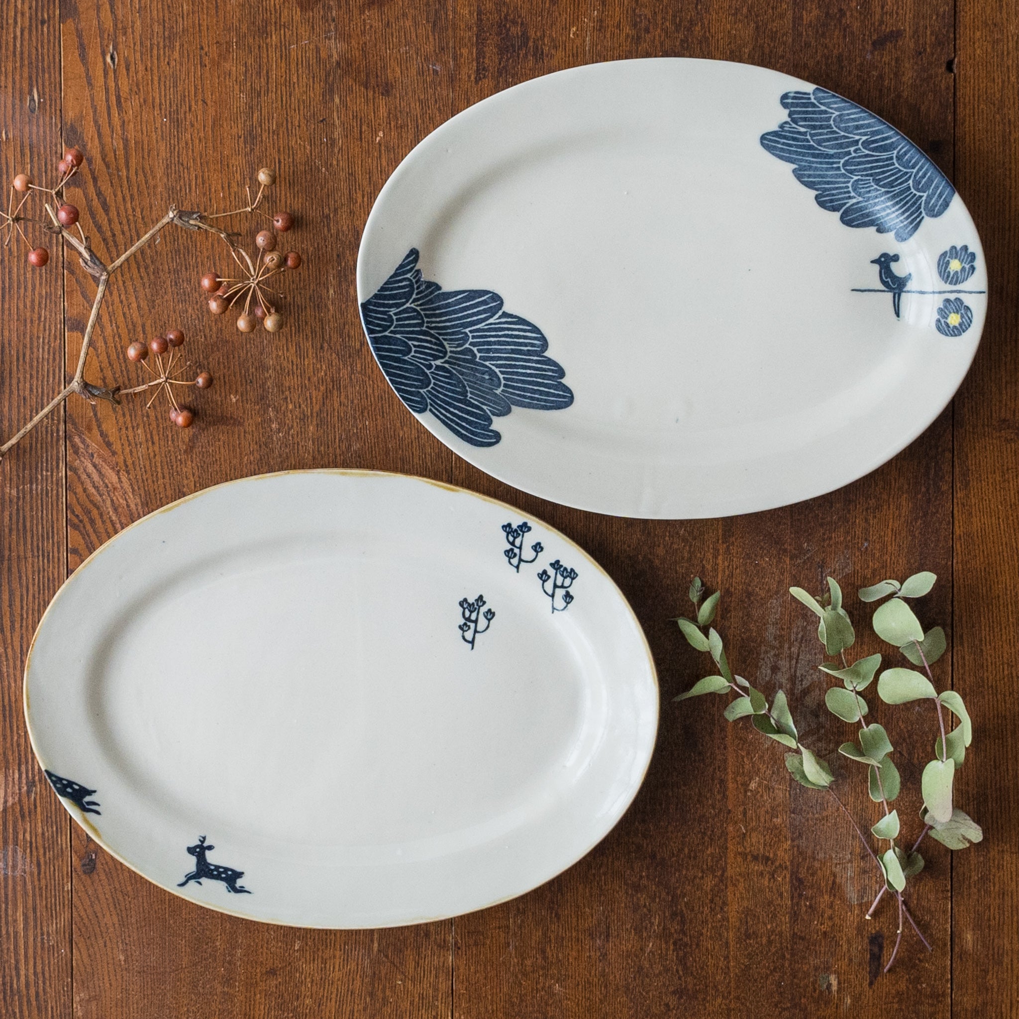 作家 吉村尚子 オーバル皿 鹿｜作家もののうつわ通販 四季折折 – 四季