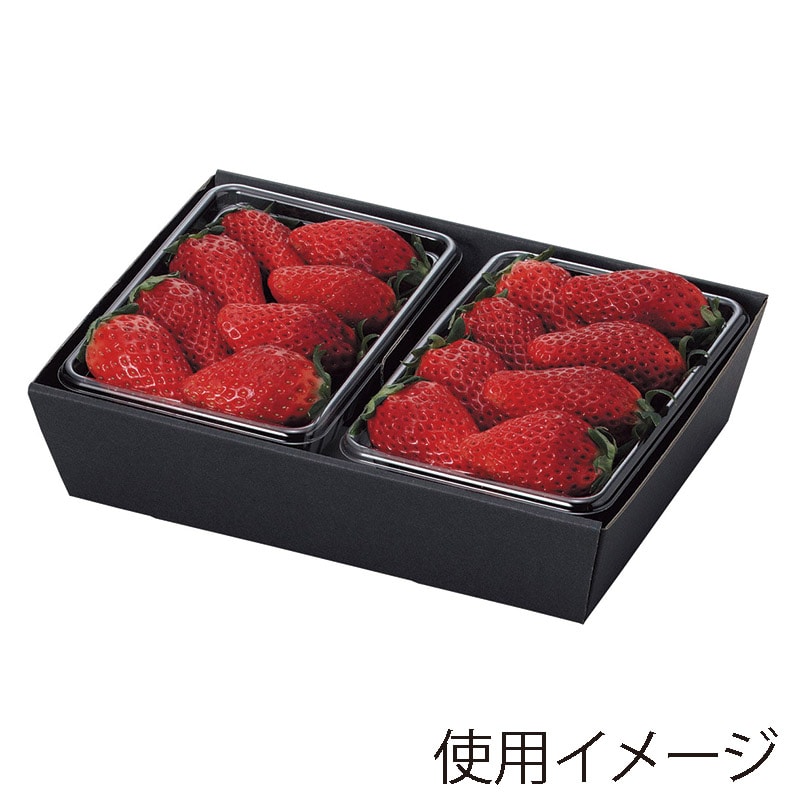 いちごパック 黒トレー 2P用 L-453 10枚/束（ご注文単位30束）【直送品