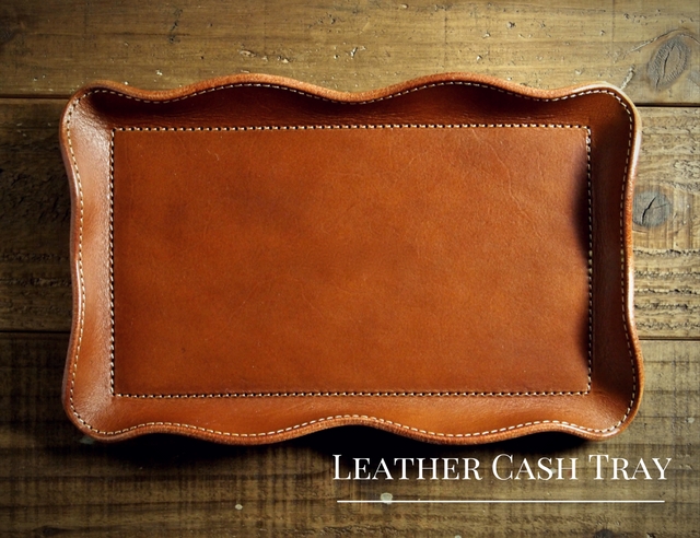 名入れ無料!!開店祝いに】本革キャッシュトレイ（マネートレイ）/植物