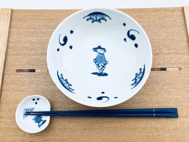 濃マント異人5寸ボール しん窯青花