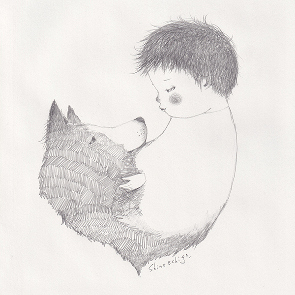 越後しの 鉛筆画作品